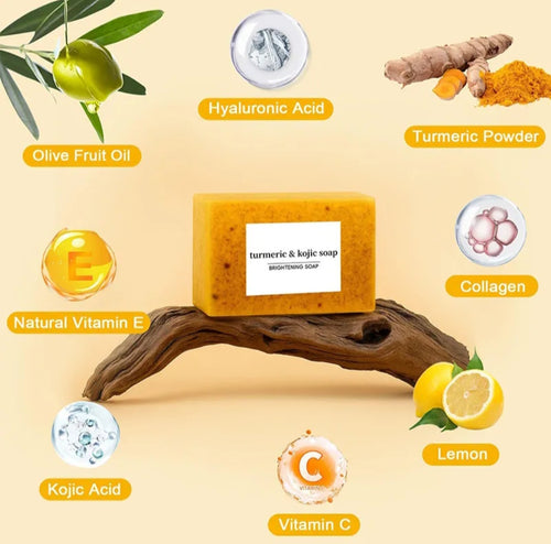 4 pcs savon turmeric au curcuma et citron 100g pour le visage et le corps