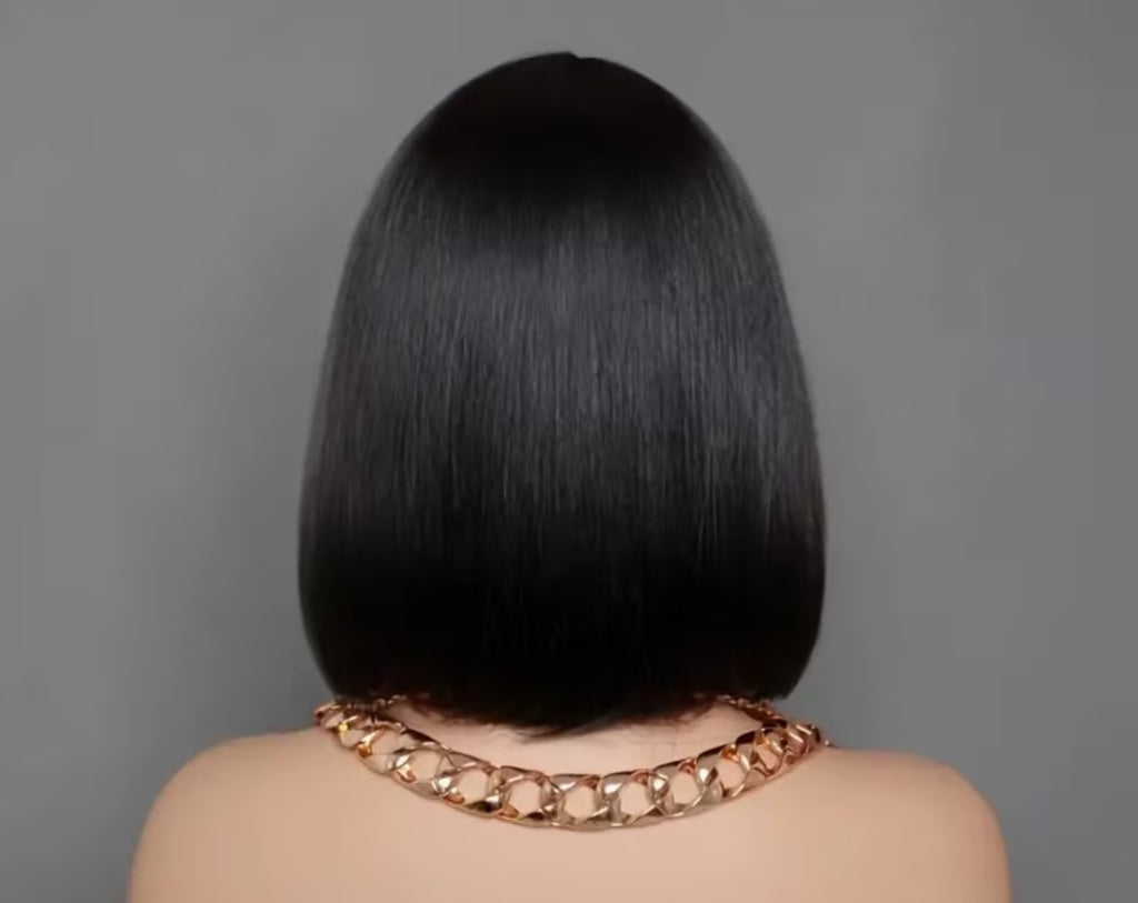 Perruque avec frange, volumineuse naturelles couleur marron 10"pouces