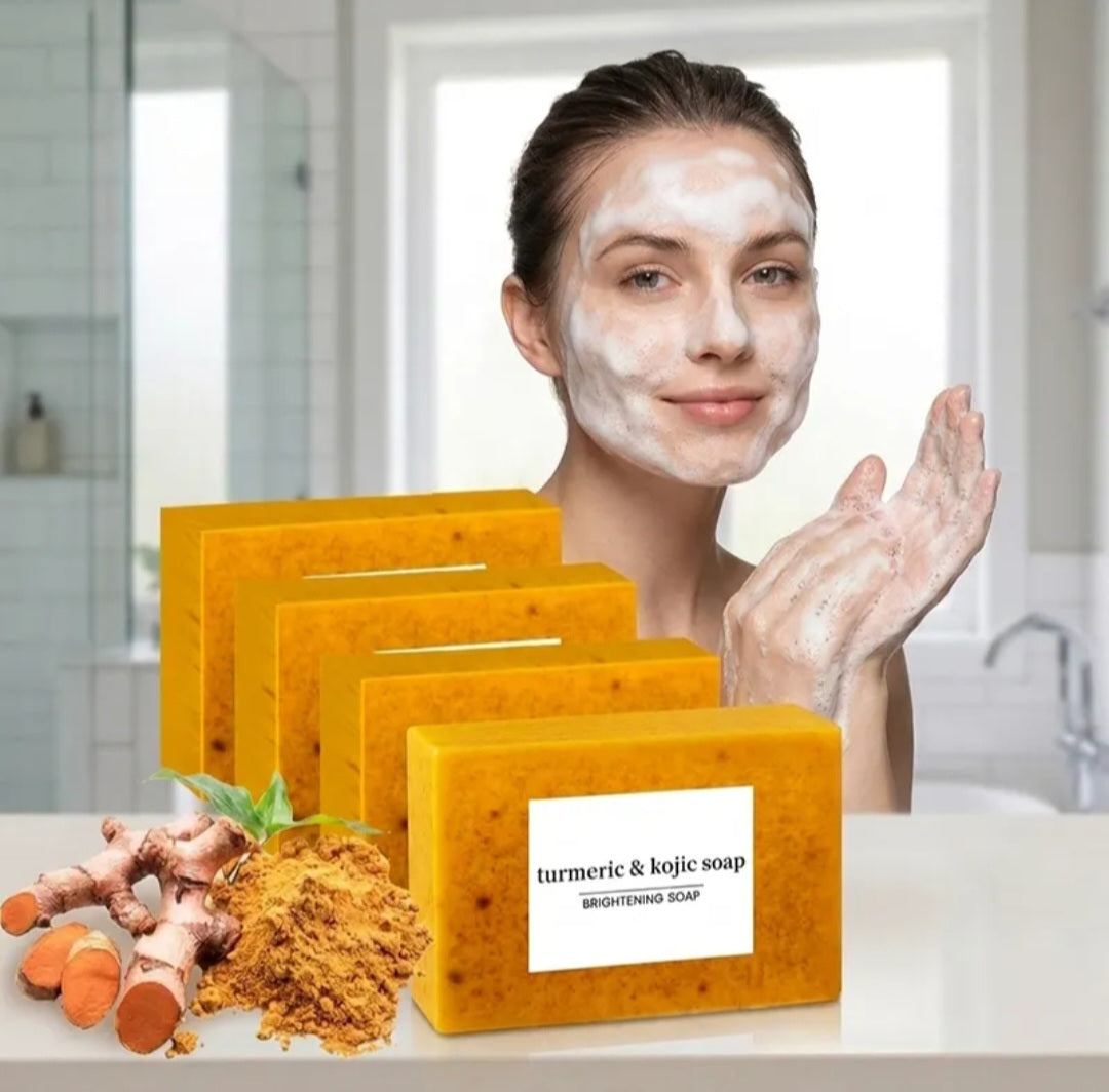4 pcs savon turmeric au curcuma et citron 100g pour le visage et le corps