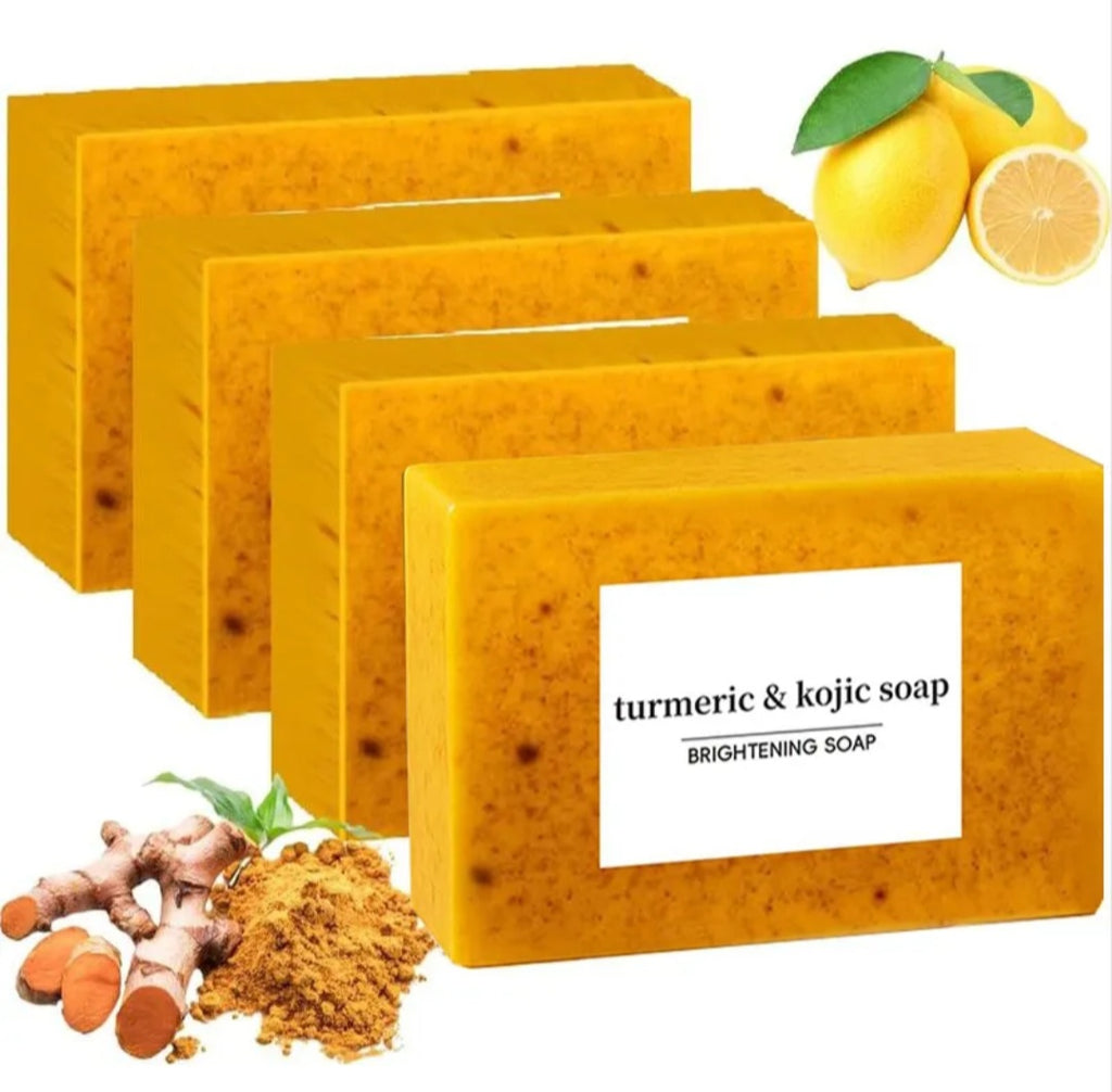 4 pcs savon turmeric au curcuma et citron 100g pour le visage et le corps