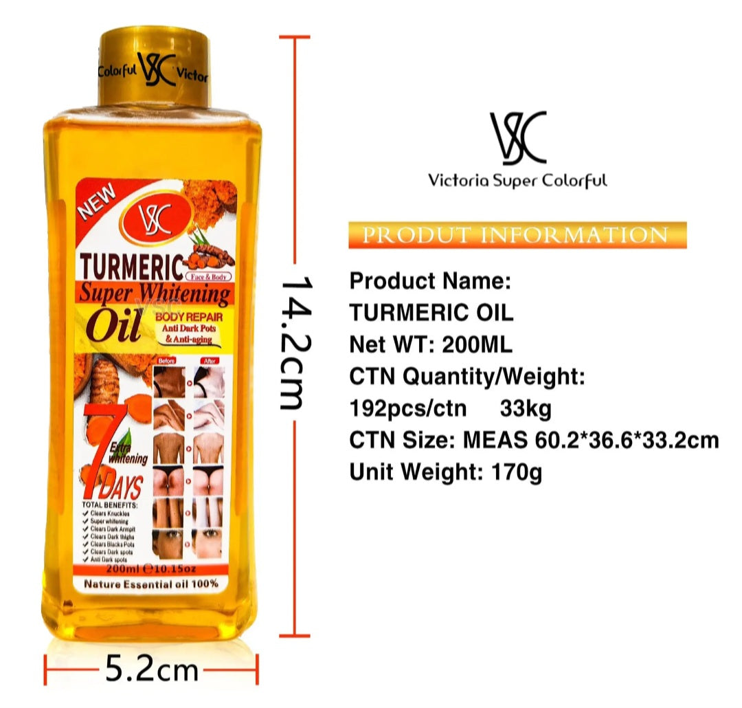 L'huile turmeric 200 ml pour le visage et le corps
