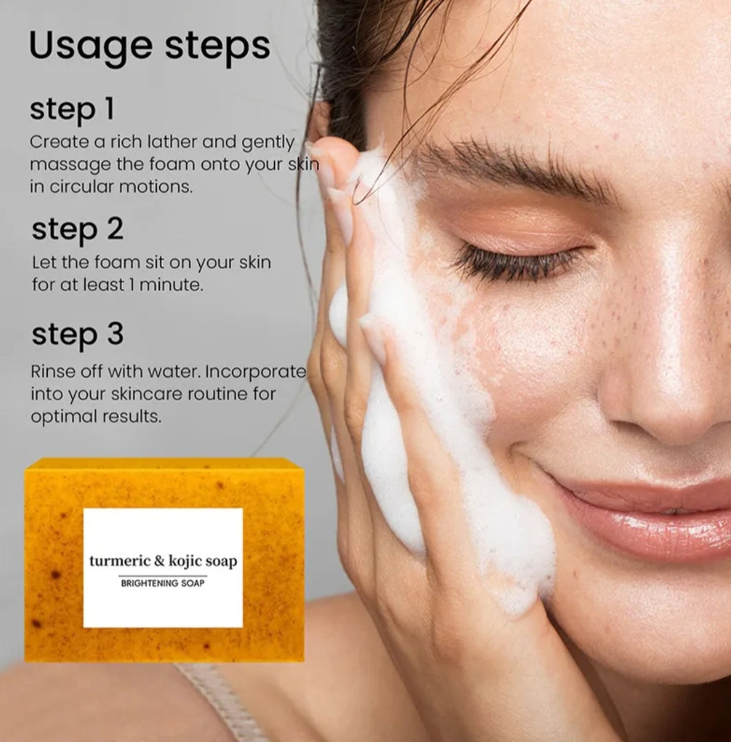 4 pcs savon turmeric au curcuma et citron 100g pour le visage et le corps
